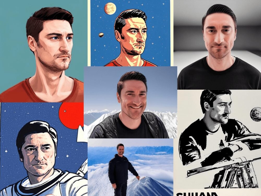 Eine Collage von Avatar-Bilder von Frank Schuetz - generiert mit Künstliche Intelligenz
